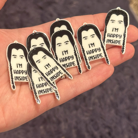 8pcs Wednesday Adams I'm Happy Inside charms