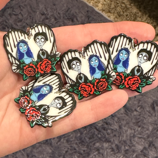 4pcs Corpse Bride Nightmare before Christmas heart charms