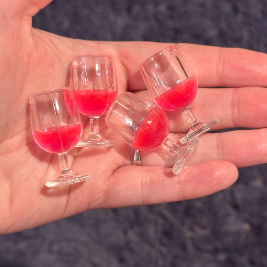 4pcs Hot Pink Wine Glass charms