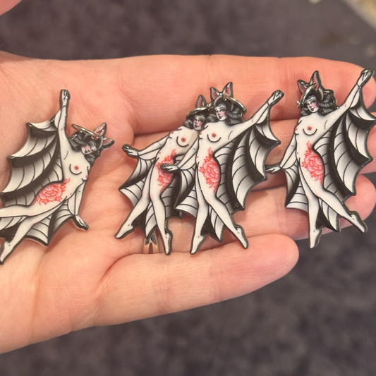 4pcs Winged Tatted Bat woman charms