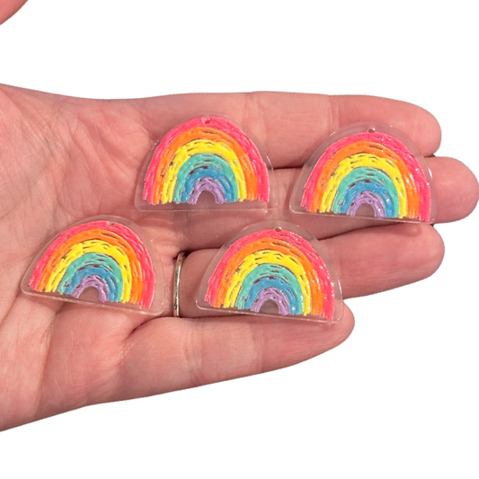 4pcs Pink Doodled Rainbow Charms