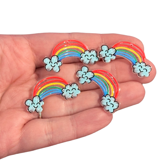 4pcs Classic Doodled Rainbow Charms