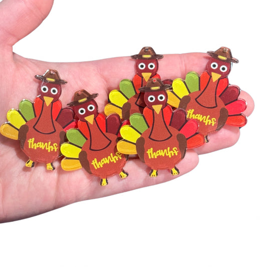 5pcs Turkey “thanks” Thanksgiving Charms