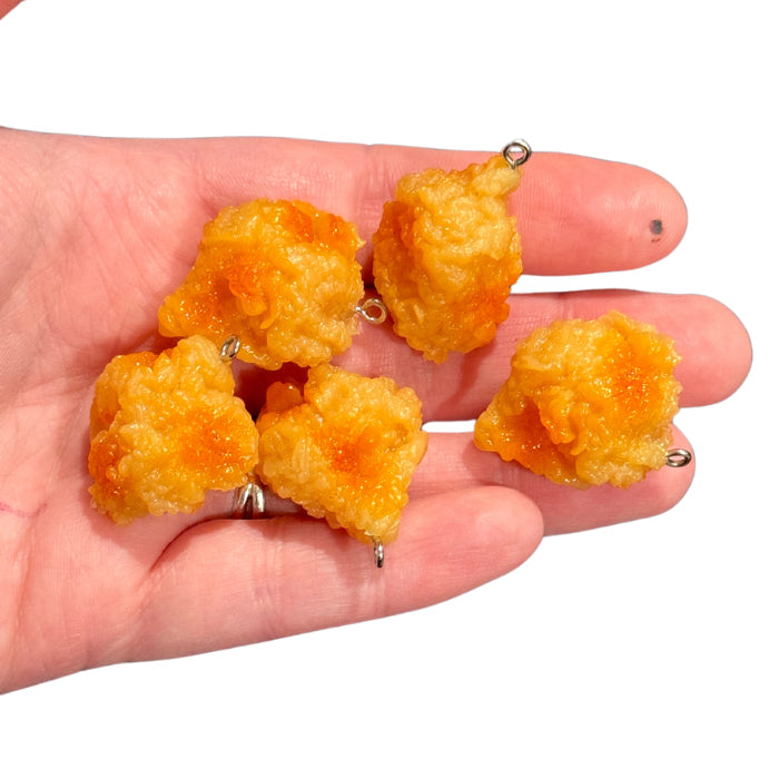 5pcs Realistic Popcorn Fried Chicken Nugget Charms