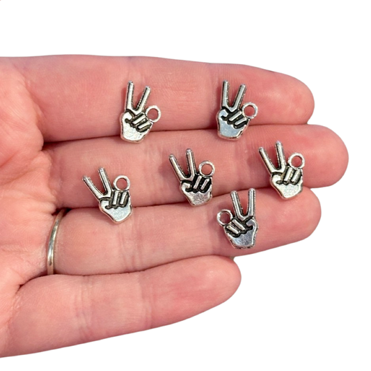 6pcs Peace Hand Sign Charms