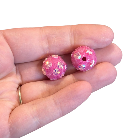 2pcs Glitzy Pink Hanger Beads