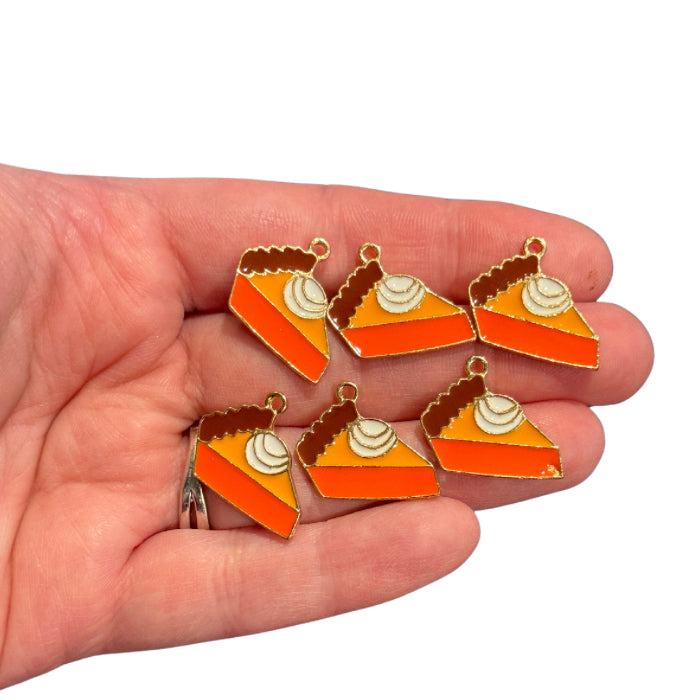 6pcs Slice of pumpkin pie charms