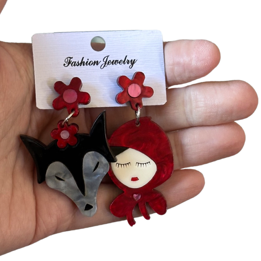 Little Red Riding Hood & Big Bad Wolf Earrings