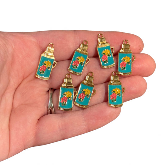 7pcs Vintage floral Thermos Charms