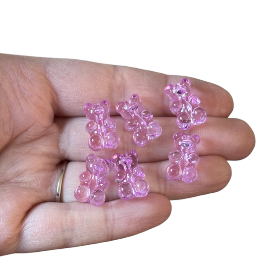 6pcs Purple Transparent Gummy Bear Hanger Beads