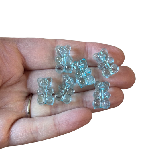 6pcs Blue Transparent Gummy Bear Hanger Beads