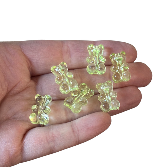 6pcs Green Transparent Gummy Bear Hanger Beads