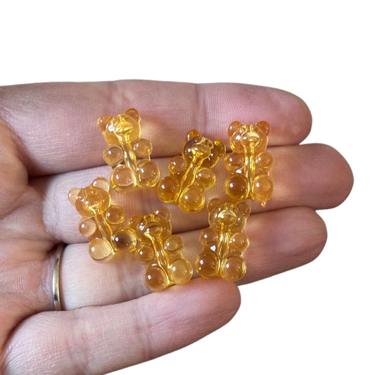 6pcs Yellow Transparent Gummy Bear Hanger Beads