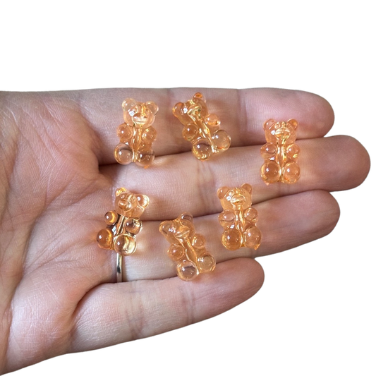 6pcs Orange Transparent Gummy Bear Hanger Beads