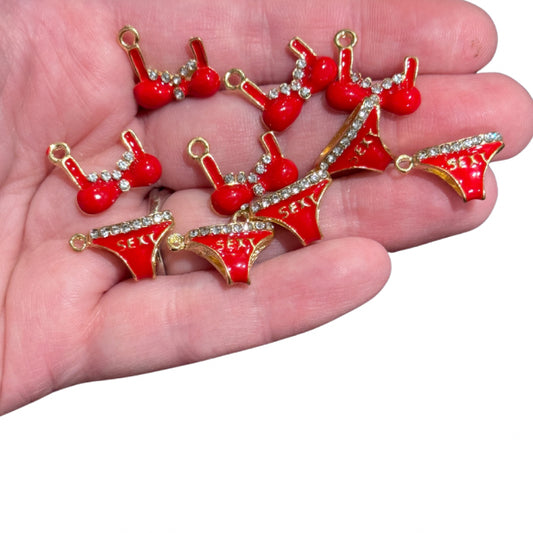 10pcs Glitzy Red Bikini Bathing swim Suit Charms