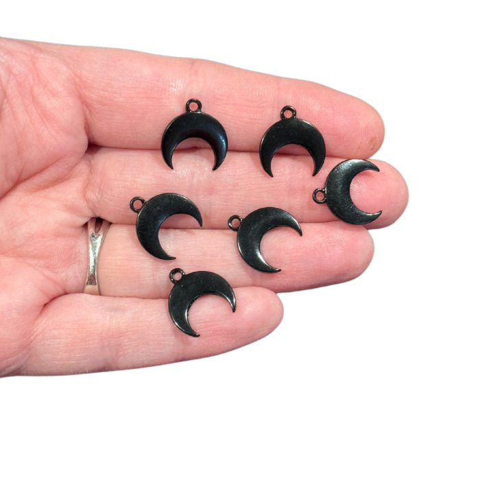 6pcs Upside down Black Crescent Moon Charms