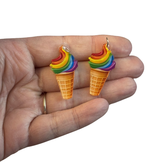 2pcs Rainbow Ice Cream Cone Charms