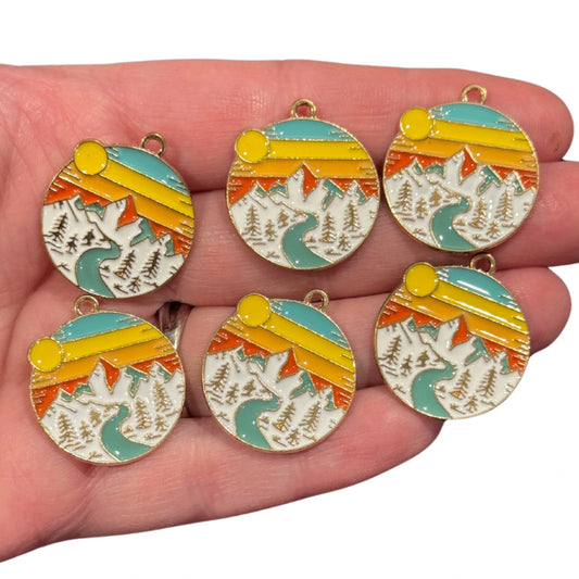 6pcs Mountain Road Charms