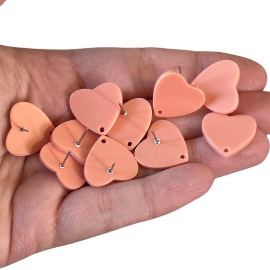 10pcs/5 pairs Pink Heart Stud Earrings With Hole