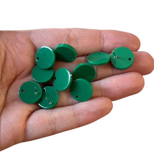 10pcs/5 pairs Green Circle Stud Earrings With Hole