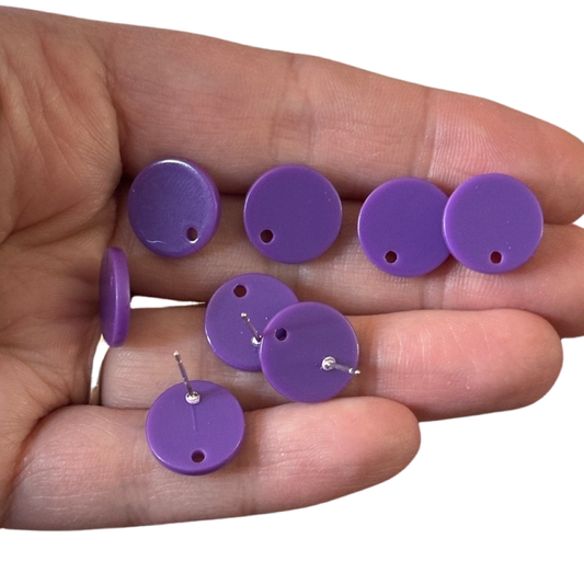 8pcs/4 pairs Round Purple Stud Earrings With Hole
