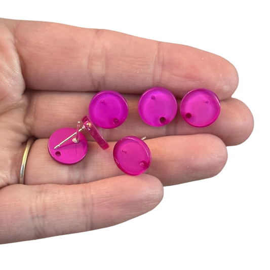 6pcs/3 pairs Hot Pink round Stud Earrings With Hole