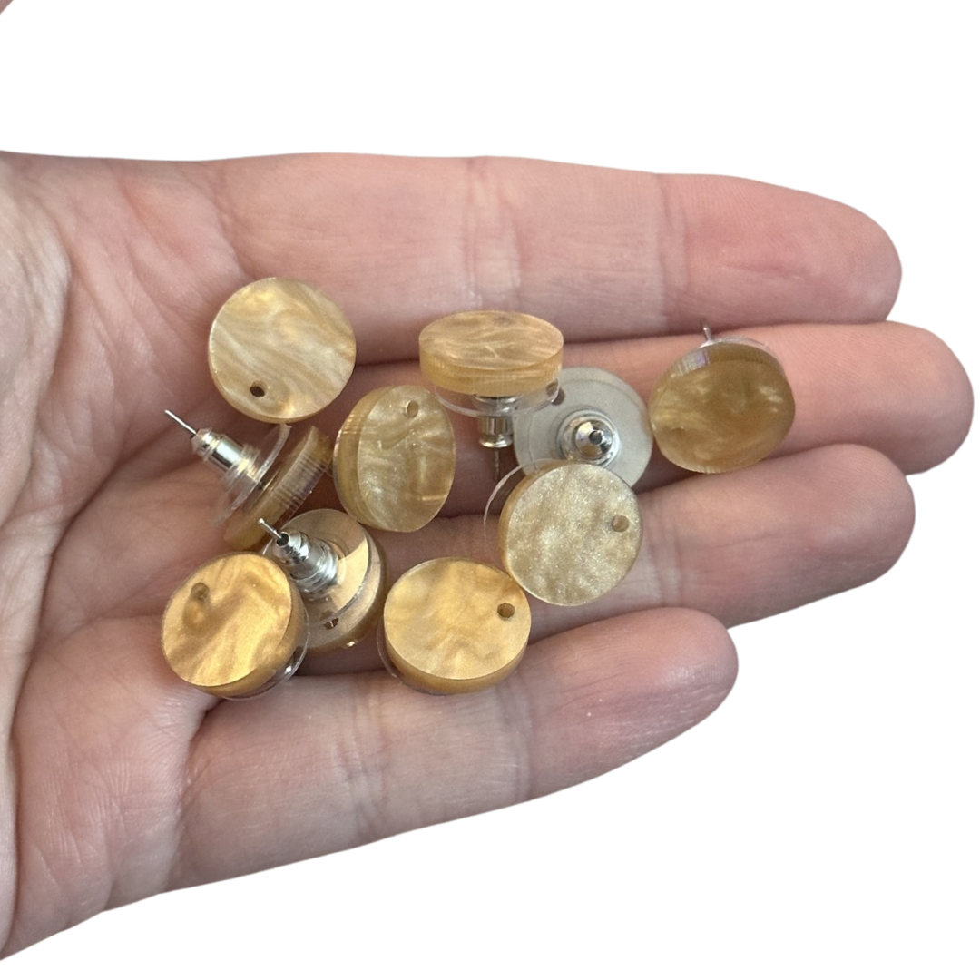 10pcs/5 Pairs Light Brown Marble Swirl studs with hole