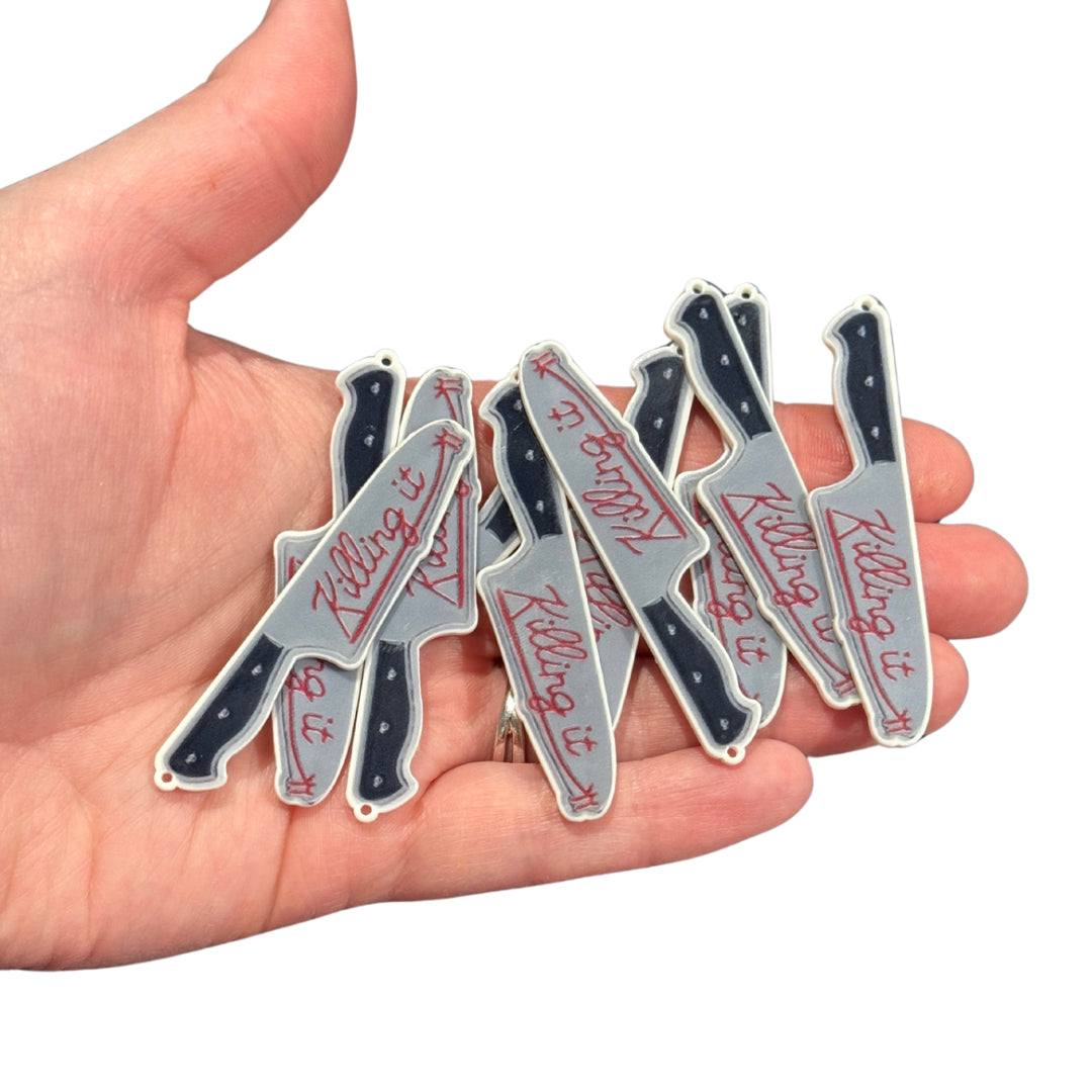 10pcs Bloody Knife "Killing It" Charms