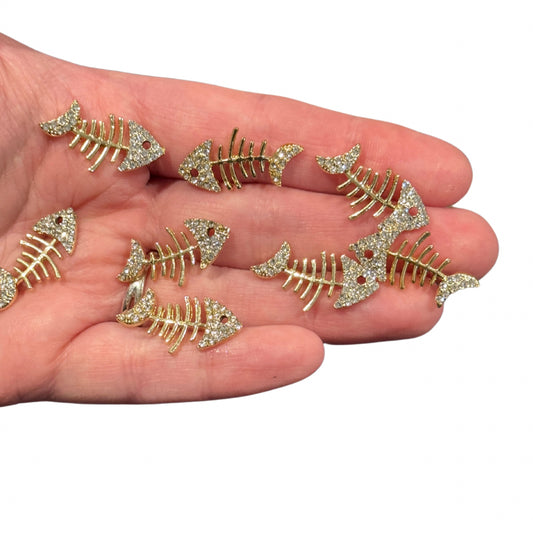 8pcs Glitzy Fishbone Charms