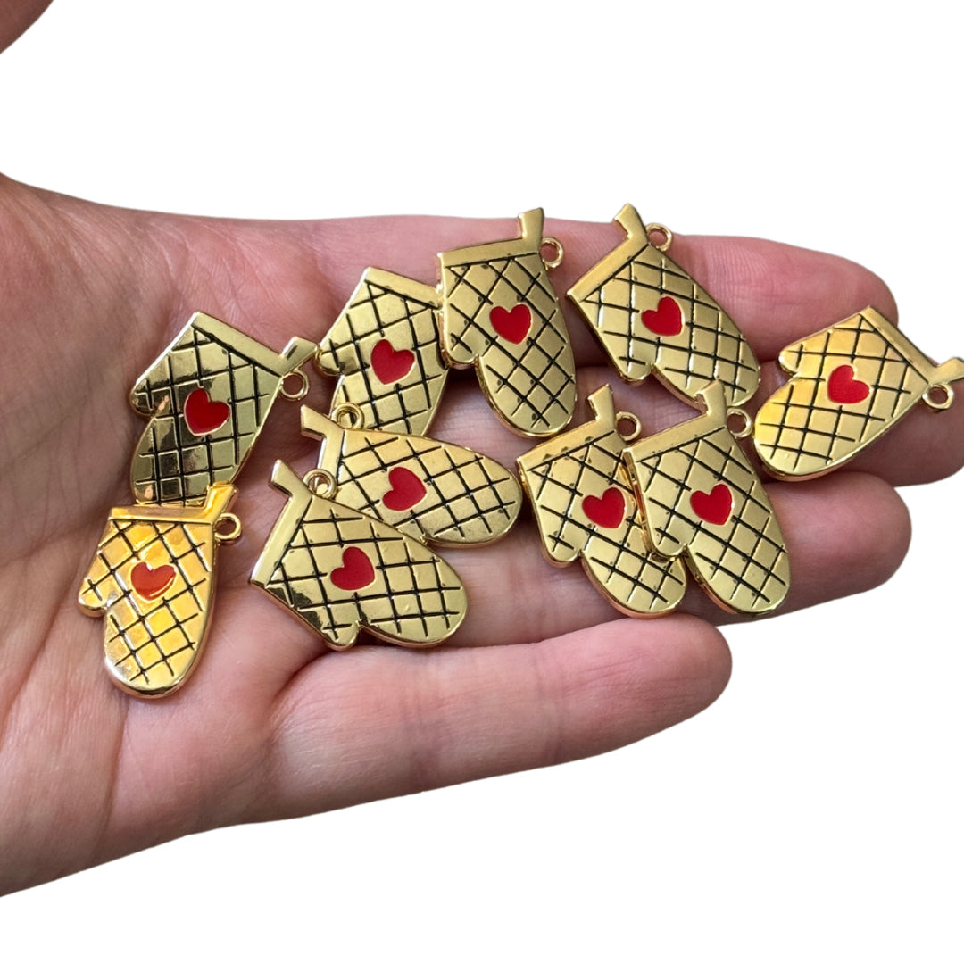 10pcs Gold oven mitt charms