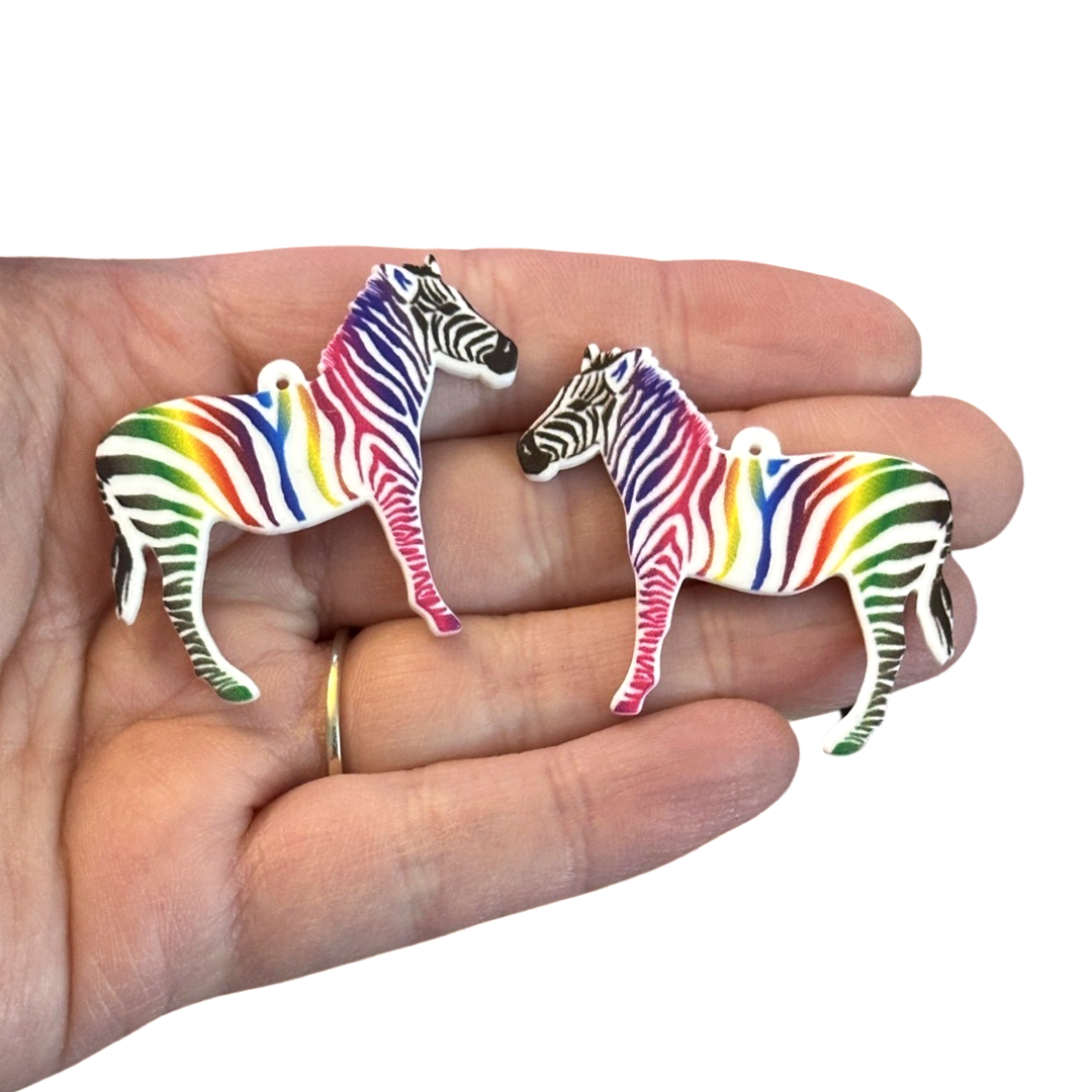 8pcs Rainbow Zebra Charms