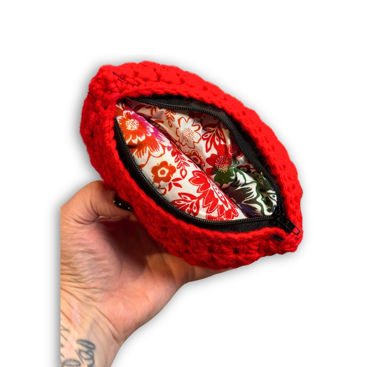 Bright Red & Flowers - Padded Stash Bag