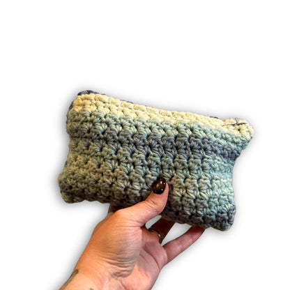 Blue Stripes Floral - Padded Stash Bag