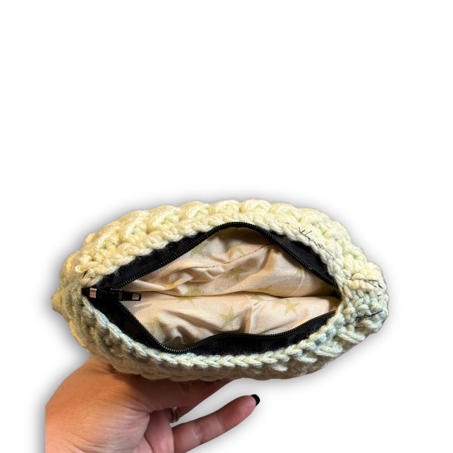 Very Light Blue White Gold Stars - Padded Stash Bag