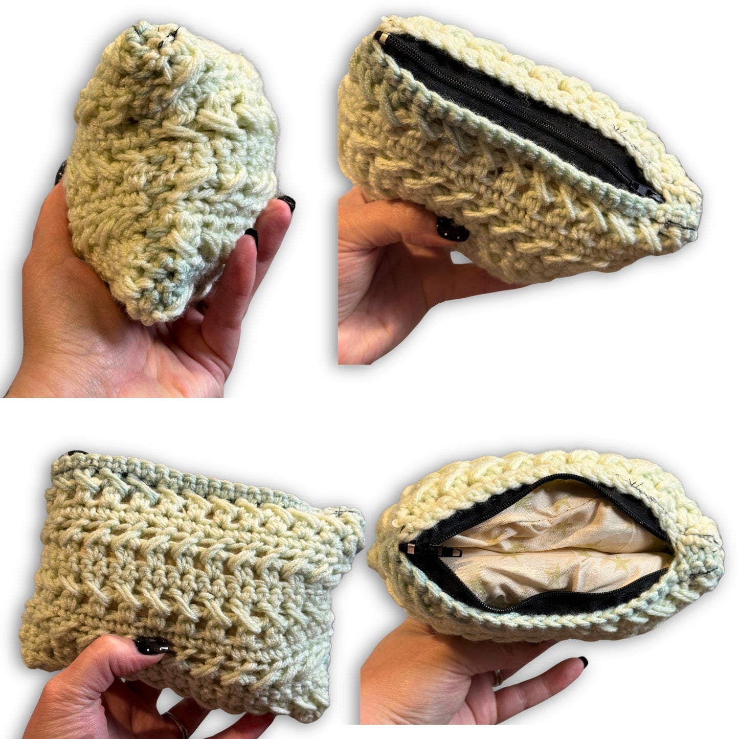 Very Light Blue White Gold Stars - Padded Stash Bag