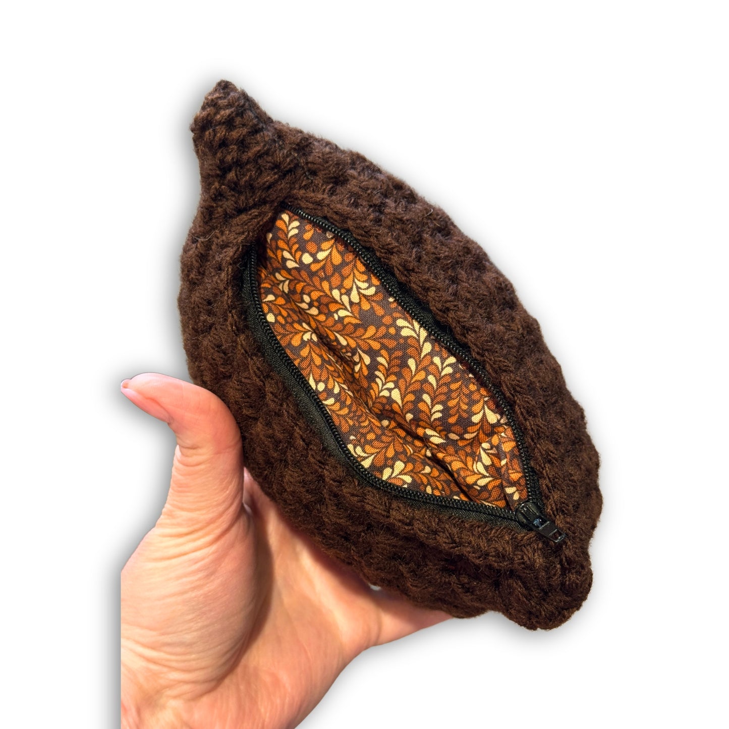 Brown Floral 70s Inspired - Padded Stash Bag