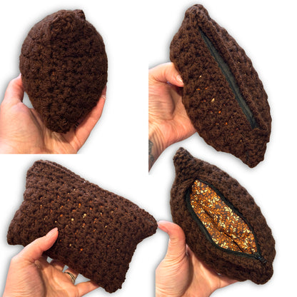 Brown Floral 70s Inspired - Padded Stash Bag