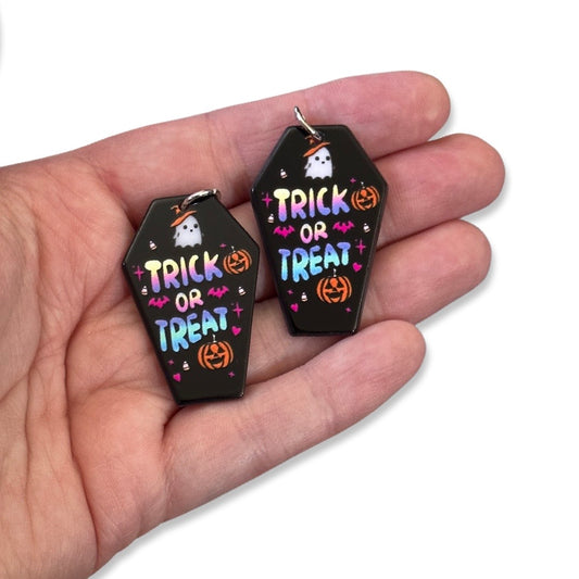 2pcs Trick or Treat coffin Halloween Charms