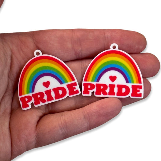 10pcs Pride Rainbow heart Charms
