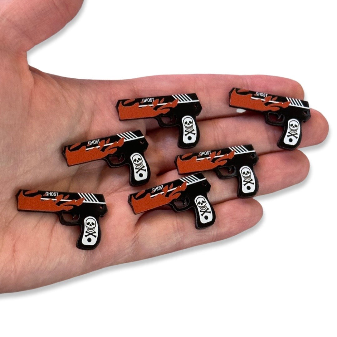 6pcs Bloody skeleton ghost gun charms