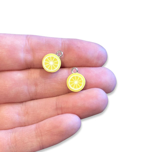 2pcs tiny Lemon slice charms