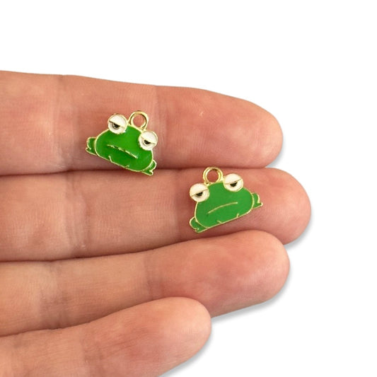 2pcs Tiny small Green frog charms