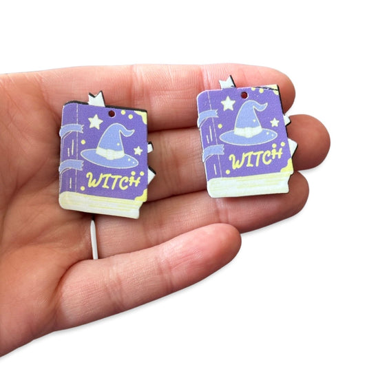 2pcs Purple witches spell book charms