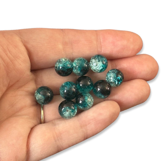 10pcs 10mm Peacock blue glass beads