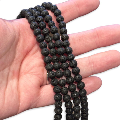 60pcs volcanic black lava beads