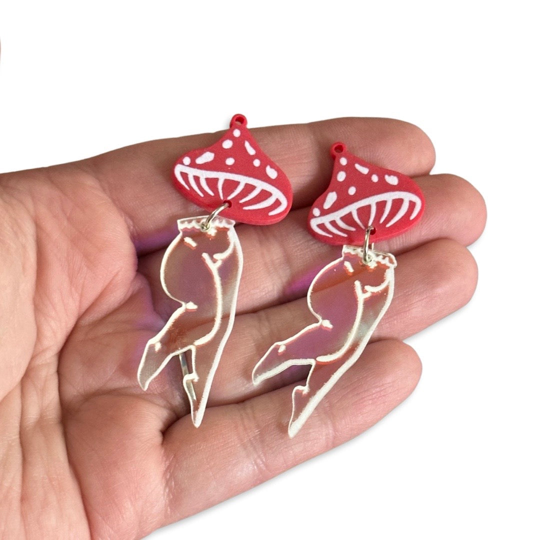 4pcs Sexy curvy Red Mushroom charms