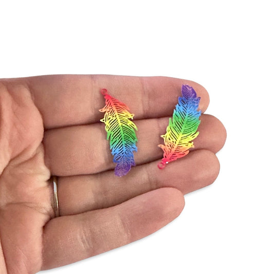 Dainty Rainbow Feather Charms
