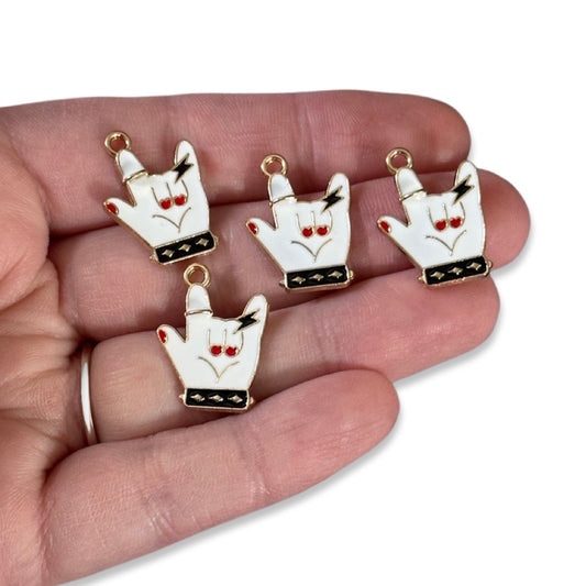4pcs Rock N Roll "Rock on" Hands Charms