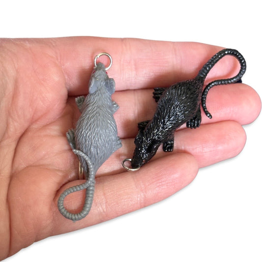 Black or Gray rat mouse charm