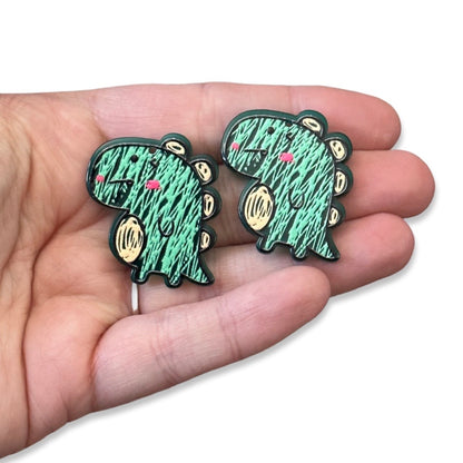 8pcs Doodled Dinosaur Charms